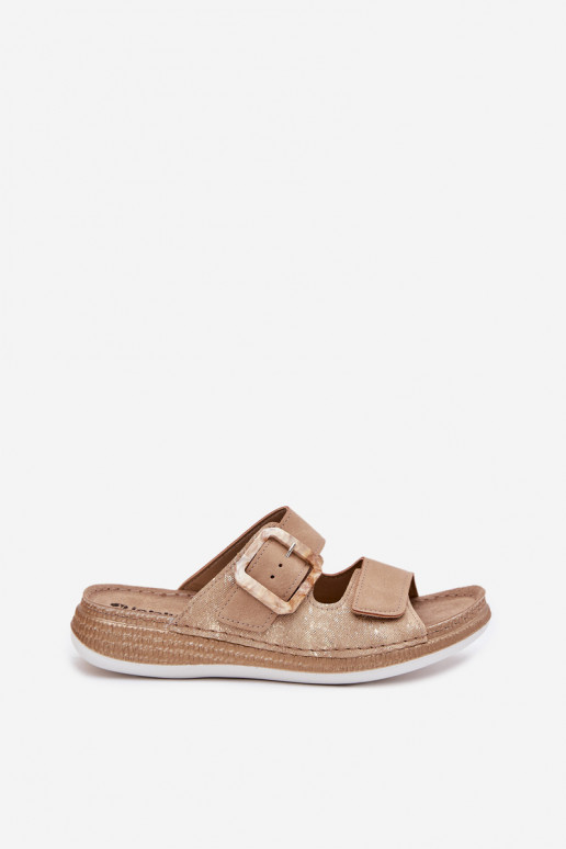 Chinelos femininos com fivelas I com fecho adesivoem INBLU MK000013 bege Chinelos femininos com fivelas I com fecho adesivoem INBLU MK000013 bege
