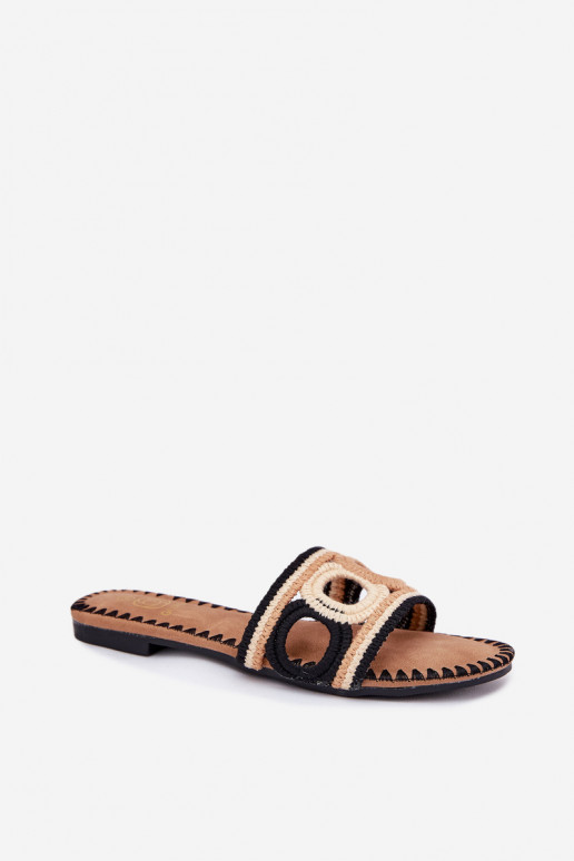 SzydełkoParae Chinelos femininos com salto largo cor preta Nirina