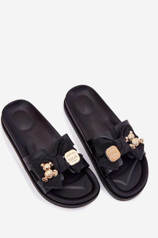 Chinelos femininos com fitas I Złotą Broszką bege Lynara