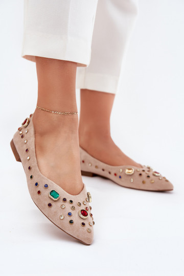 Bailarinas Feminino Decorado Kryształkami bege Valena