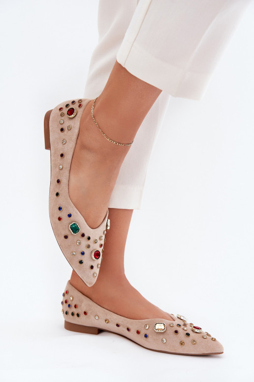 Bailarinas Feminino Decorado Kryształkami bege Valena