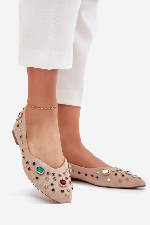 Bailarinas Feminino Decorado Kryształkami bege Valena