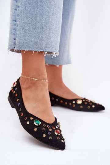 Bailarinas Feminino Decorado Kryształkami cor preta Valena