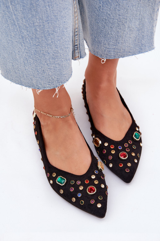 Bailarinas Feminino Decorado Kryształkami cor preta Valena