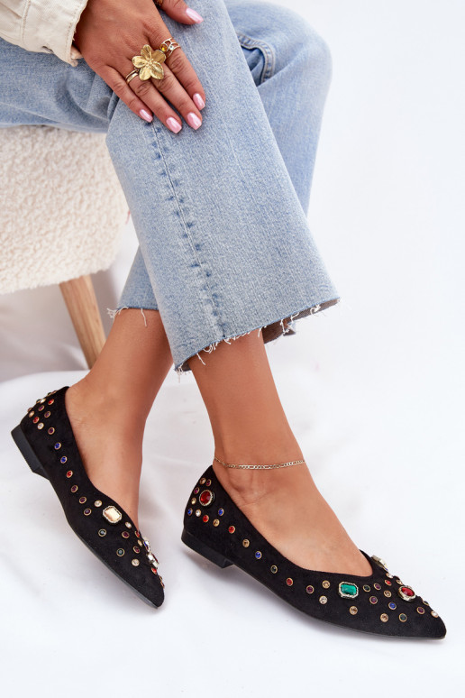 Bailarinas Feminino Decorado Kryształkami cor preta Valena