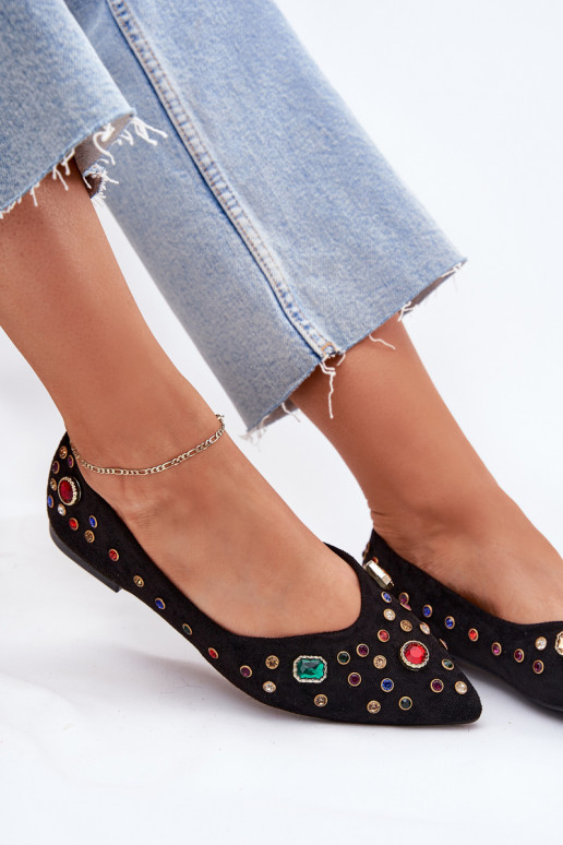 Bailarinas Feminino Decorado Kryształkami cor preta Valena