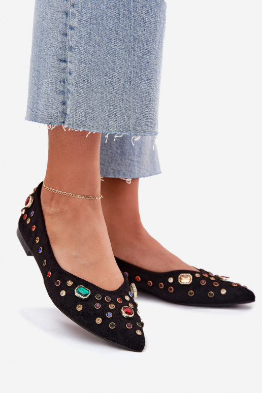 Bailarinas Feminino Decorado Kryształkami cor preta Valena