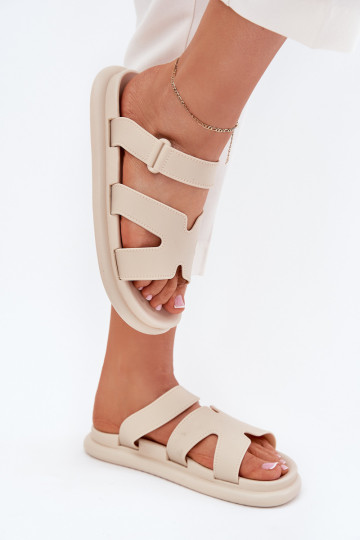 Borracha Chinelos femininos com alças bege Tavirae