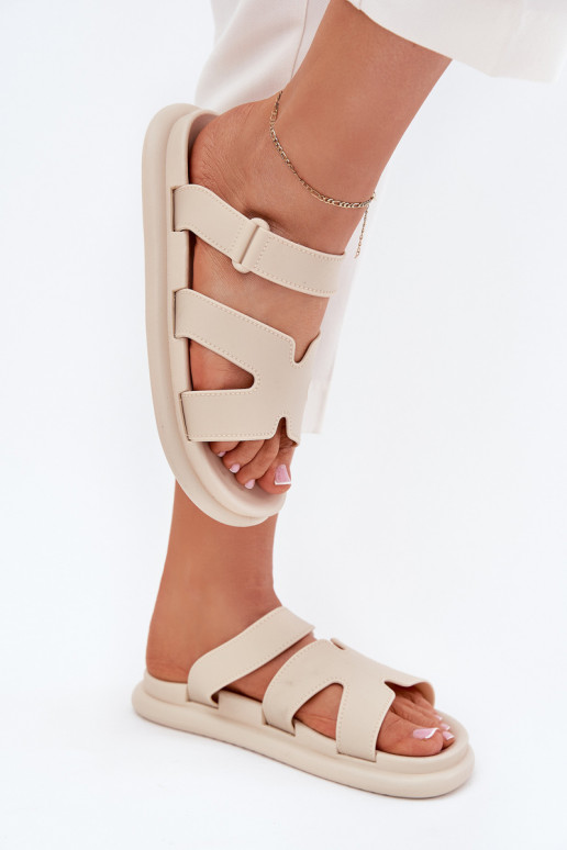 Borracha Chinelos femininos com alças bege Tavirae