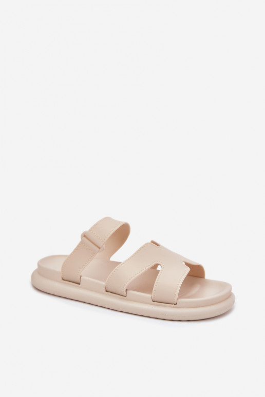 Borracha Chinelos femininos com alças bege Tavirae