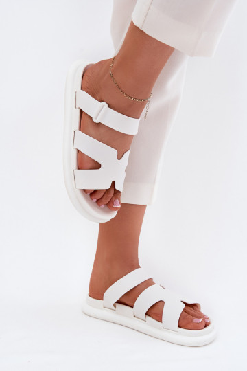 Borracha Chinelos femininos com alças cor branca Tavirae