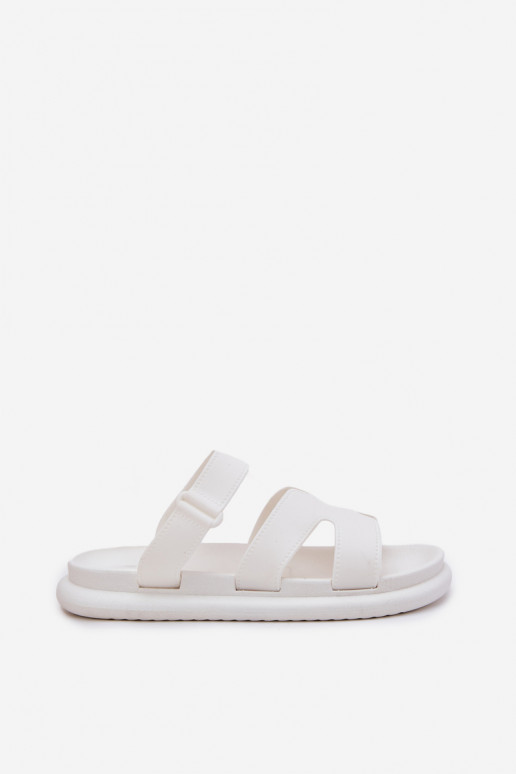 Borracha Chinelos femininos com alças cor branca Tavirae