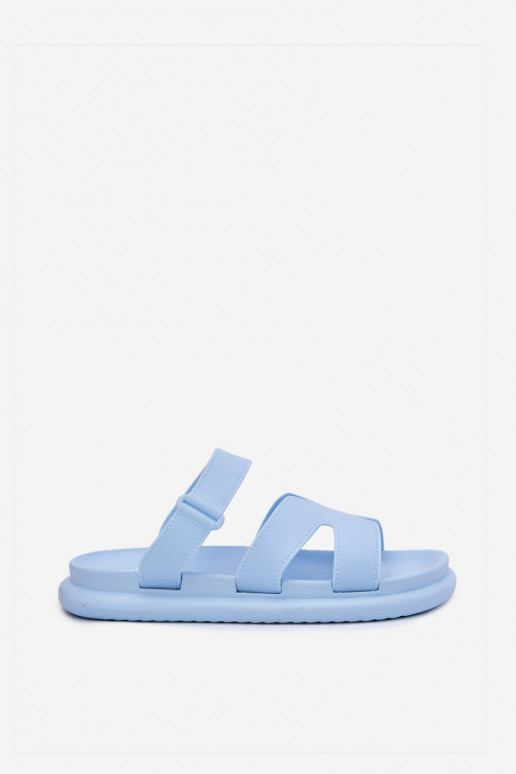 Borracha Chinelos femininos com alças cor azul Tavirae