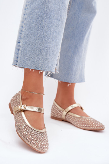 Decorado Bailarinas Feminino com alças I com fivelas cor dourada Avirae