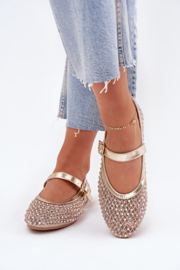 Decorado Bailarinas Feminino com alças I com fivelas cor dourada Avirae 2