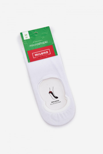 Meias femininas de bambu de microfibra na cor branca
