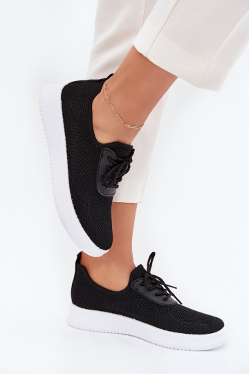  Um modelo atraente tênis com uma plataforma Feminino cor preta Kalyra