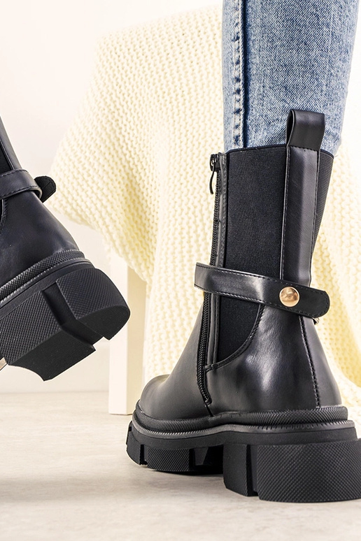 Botas pretas Trinity Chain até o...