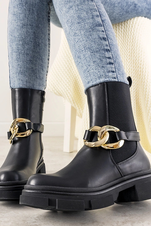 Botas pretas Trinity Chain até o...