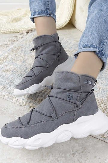 Botas de inverno femininas cinzas estilosas, "Big Star"