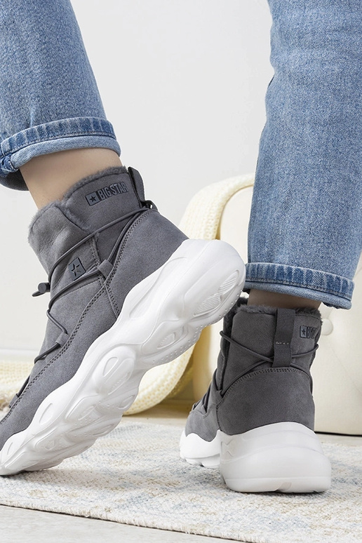 Botas de inverno femininas cinzas...