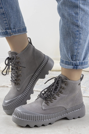 Botins femininos cinzas esportivos, "Big Star Laprise"