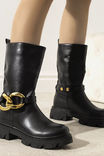 Botas pretas com isolamento e corrente Harrison