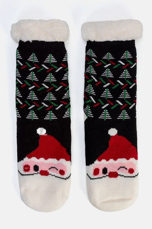 Meias pretas isolantes com Papai Noel...