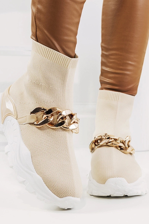 Tênis esportivos altos na cor areia,...