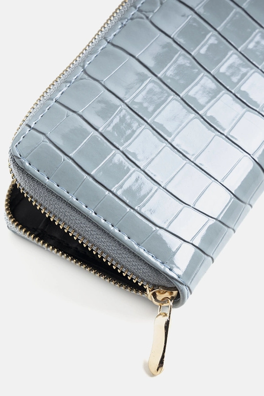 Carteira de couro envernizado azul...