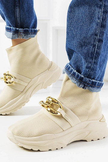 Tênis cano alto bege Martina