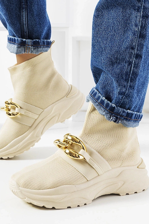 Tênis cano alto bege Martina