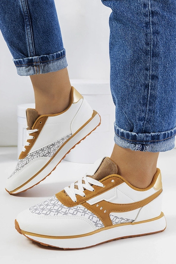 Tênis feminino Chiara branco e marrom
