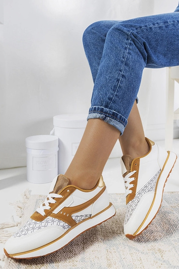 Tênis feminino Chiara branco e marrom 2