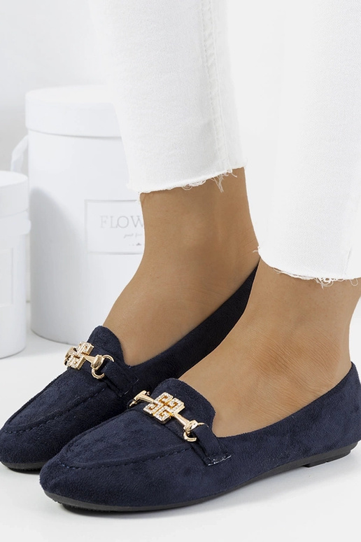 Mocassins azuis escuros com fivela,...