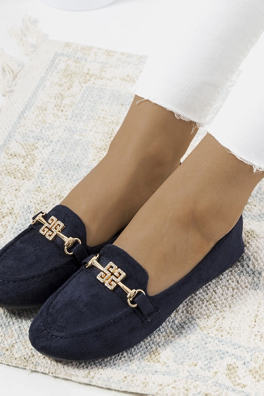 Mocassins azuis escuros com fivela,...