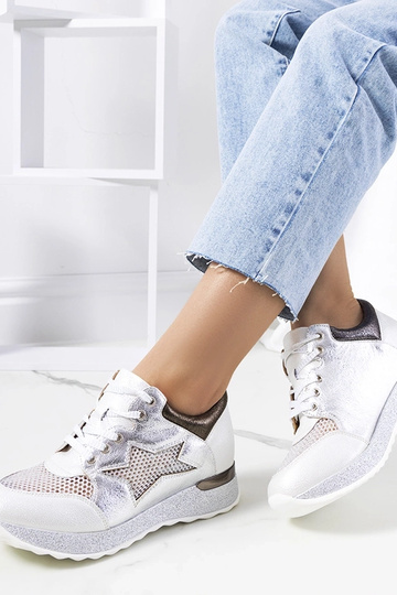 Tênis branco metalizado com... 2