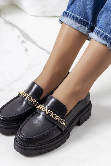 Mocassins pretos com sola alta, "Louelle" 2