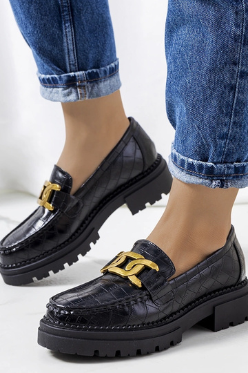 Mocassins pretos com sola alta, "Zanen"