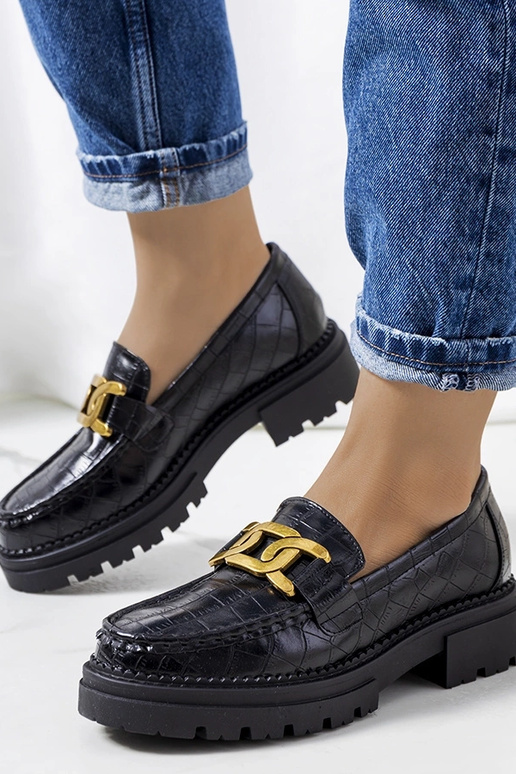 Mocassins pretos com sola alta, "Zanen"