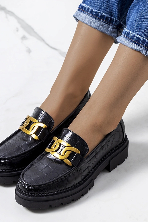 Mocassins pretos com sola alta, "Zanen"