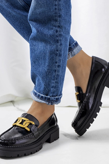 Mocassins pretos com sola alta, "Dorland"
