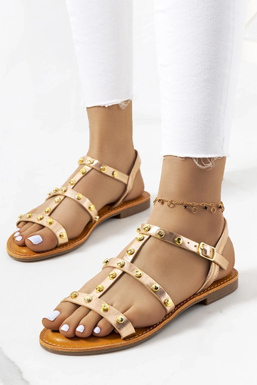 Sandálias metálicas rosas,...