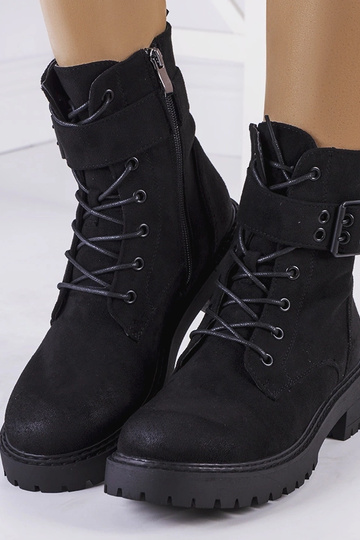 Botas femininas pretas Tarrin com cadarço