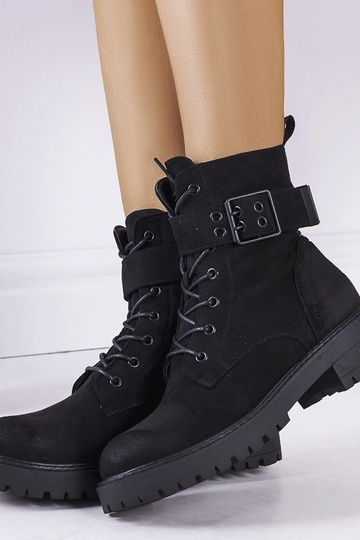 Botas femininas pretas Tarrin com cadarço 2