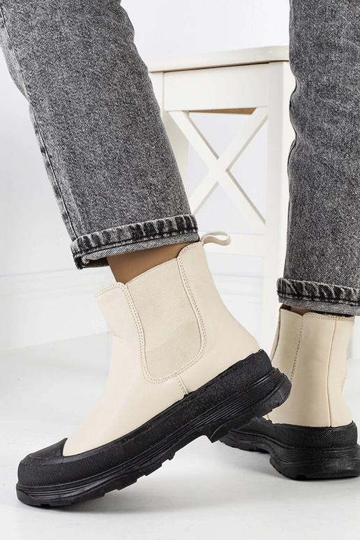 Botas de couro sintético bege Loree Botas de couro sintético bege Loree