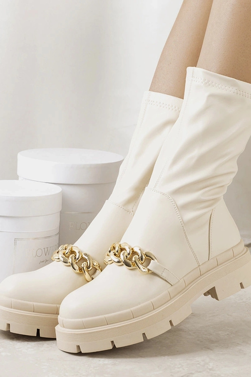 Botins bege com sola alta Luisina