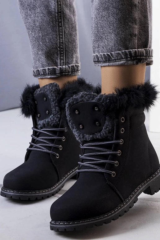 Botas curtas pretas de inverno com...