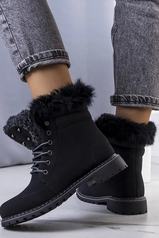 Botas curtas pretas de inverno com...