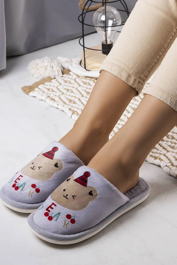Chinelos de urso cinza macios